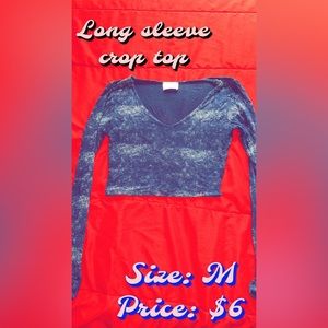 Blue long sleeve crop top